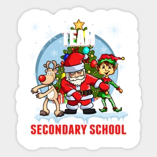 Team Secondary School Santa Elf Reindeer Flossing Christmas Sticker